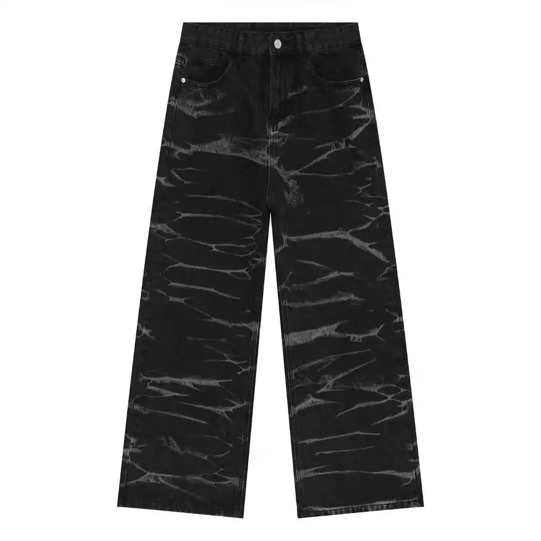 Fashion Pattern Print Men's Wide Leg Jeans Korean Trend Tie Dye Women's Thin Casual Trousers Streetwear Men  Vintage Jeans Men