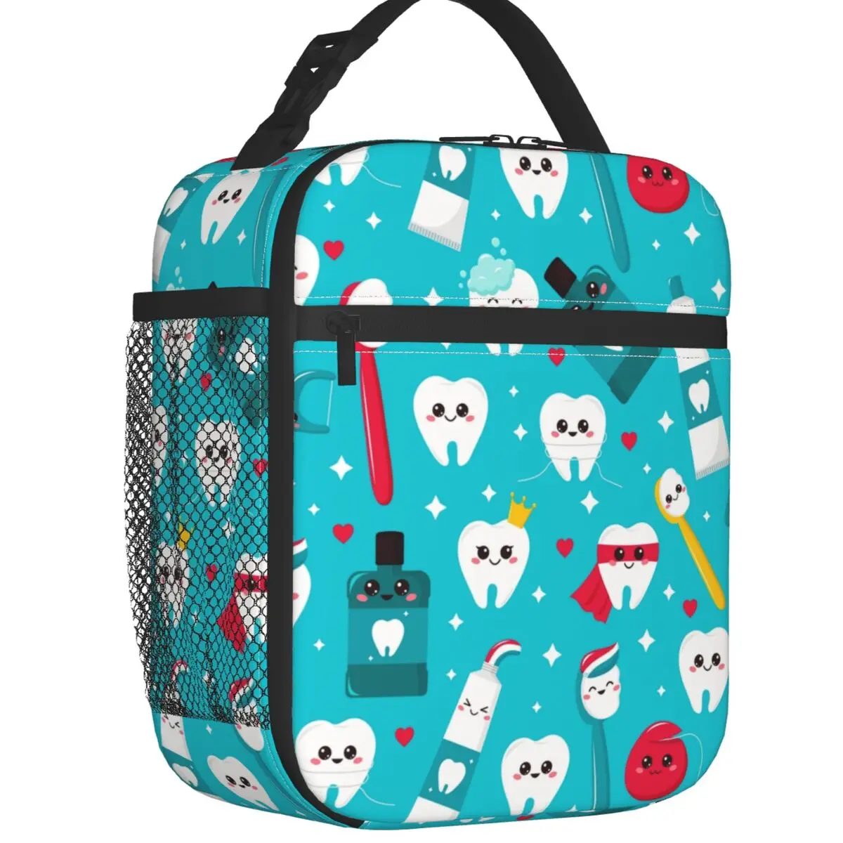 

Dentist Cartoon Pattern Insulated Lunch Bag for Women Leakproof Tooth Cooler Thermal Bento Box Office Work School