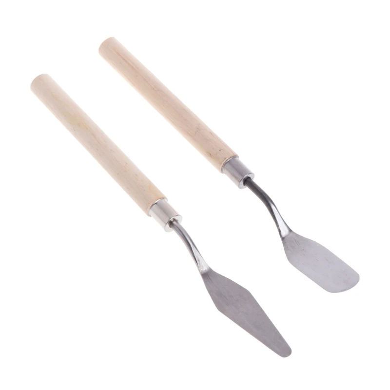 

2Pcs Stainless Steel Palette Knife Spatula Scraper for Mixing Art Oil Painting