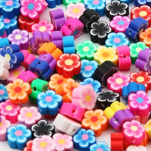 20/50/100pcs 10mm Polymer Clay Beads Mixed Clay Flower Beads Handmade Spacer Beads For Jewelry Makin in Pakistan