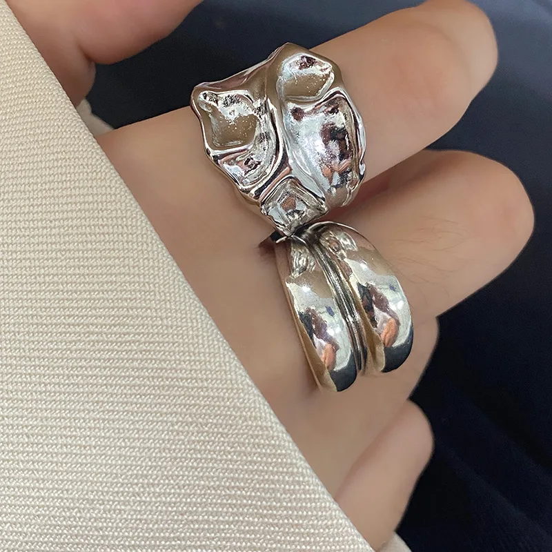 

Simple Irregular Geometric Ring Female Wide Adjustable Finger Ring Personality Fashion Accessories Luxury Rings
