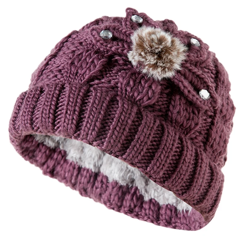 Autumn and Winter Woolen Cap Middle-Aged Elderly Children Fleece-lined Warm Old Grandma Hat Mother-in-Law Lady...
