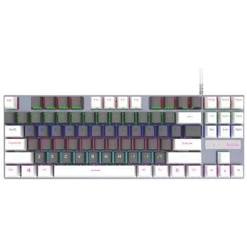 RGB Wired Metal Panel Mechanical Gamer Keyboard N-key Rollover Punk GK 87 key Blue Red Switch Waterproof Pink White Highend