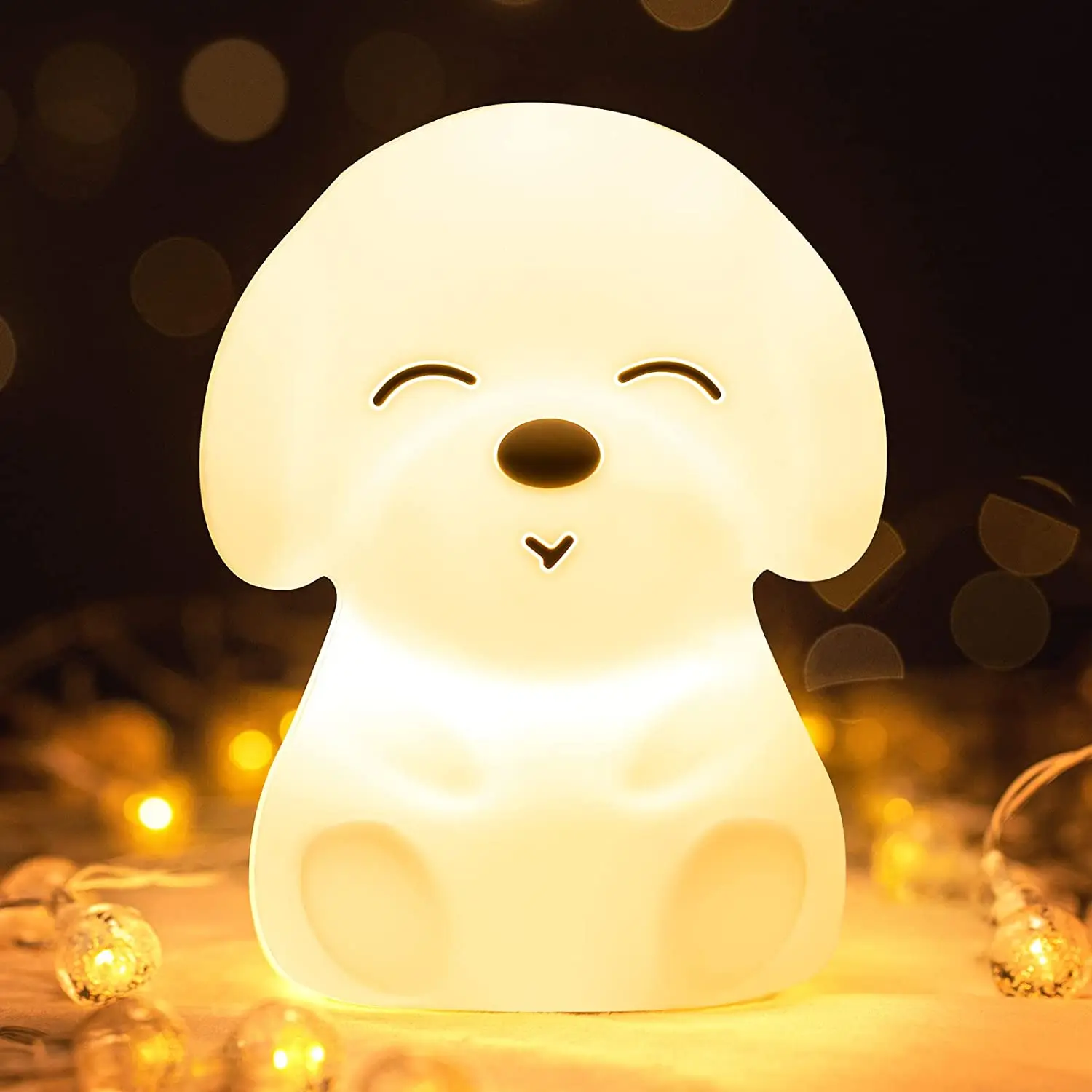 

Cute Dog Night Light For Kids Lamp Girl Teen Nightlight Child for Children Bedroom Decor Birthday Gift Silicone Portable Toddler