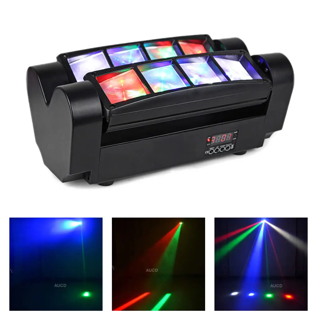 

AUCD 180 Degrees 8 Moving Heads RBGW 30W LED Shake Lamp Dance Disco Home Party DJ Show DMX Beam Projector Stage Lighting XMT-117