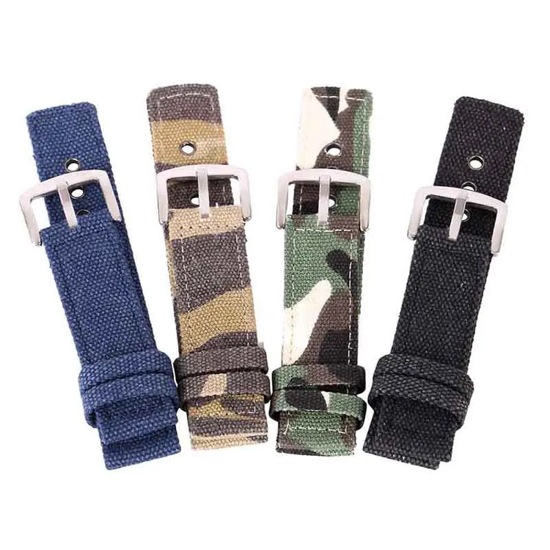 Cowboy style canvas strap for DW men and women water ghost casual strap camouflage canvas denim strap 18 20 22 24mm enlarge