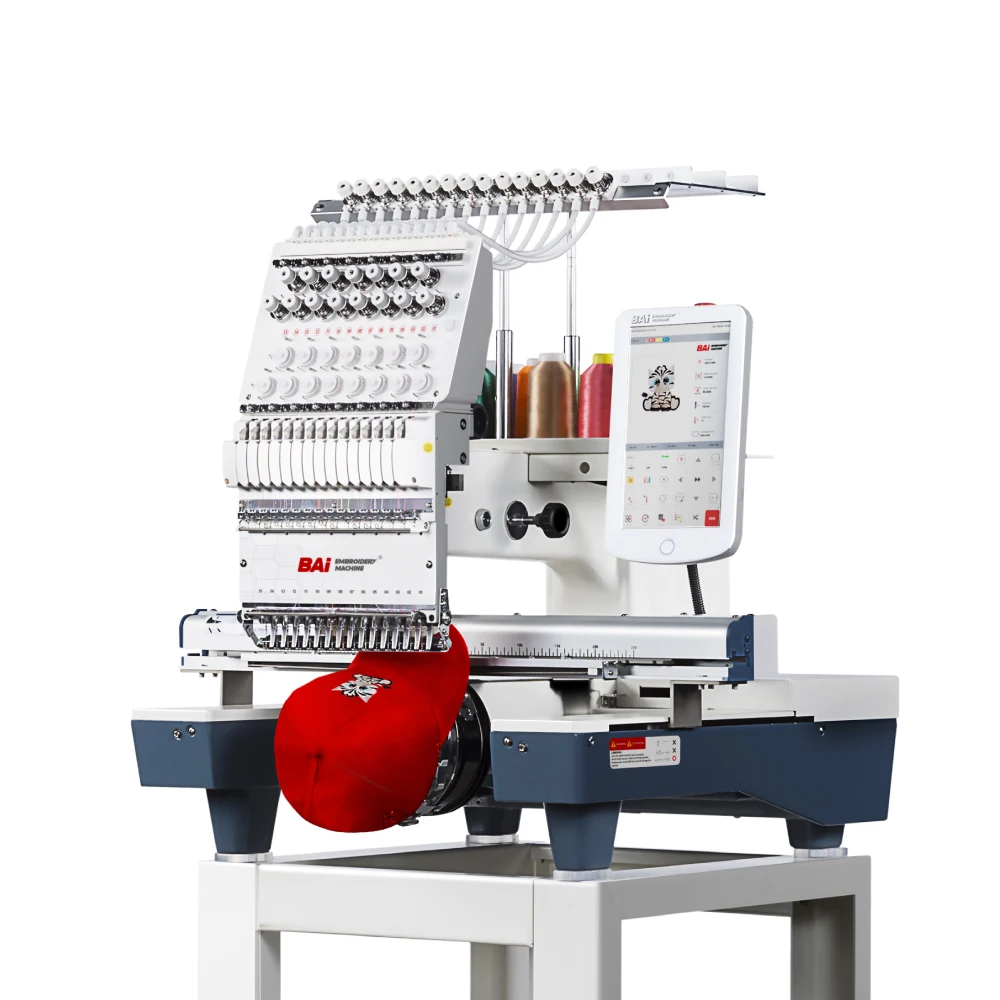 

BAi Single Head Hat Embroidery Machine Computerized, 15 Needles Industry Commercial Embroidery Machine for Clothing and Caps