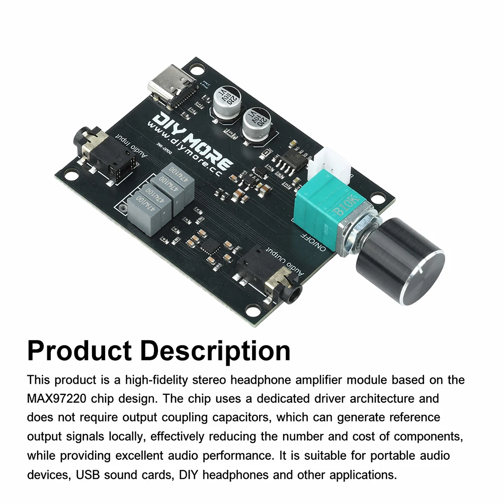 Фото DC 3.7V-5V DM-AB001 стерео модуль усиления наушников MAX97220 чип 3,5 мм модуль усиления наушников USB звуковая карта динамик №4