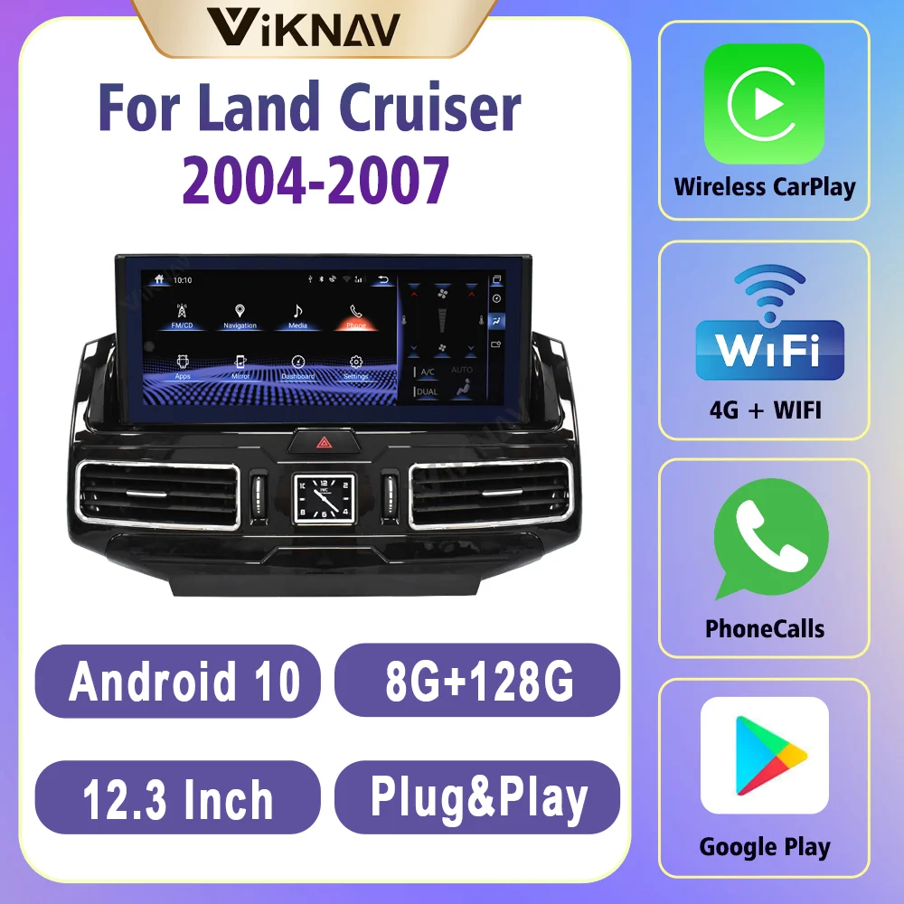 

Автомобильное радио с сенсорным экраном 8 + 128G для TOYOTA LAND CRUISER 200 LC200 2016-2020 12,3 дюйма навигация GPS автомобильные аксессуары Plug & Play