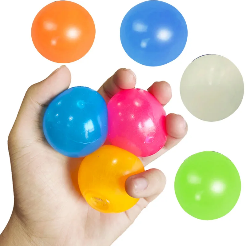

4pc Wall Ball Fluorescence Luminous Sticky Ball Anti Stress Decompression Glow Dark For Kids Children Gift Party Event Supplies