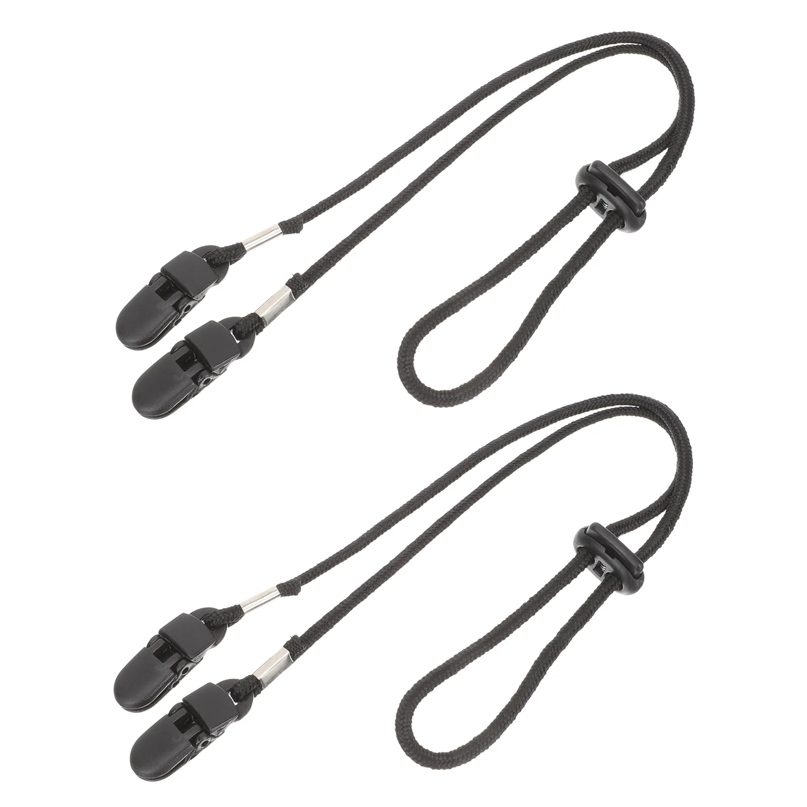 

2Pcs Black Adjustable Hat Strap Clips Windproof Strap Clips Cap Retainers Anti- Lost Strap Removable Chin Cord with Cord Locks