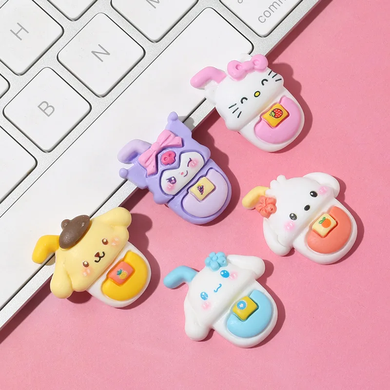 

Kawaii Kuromi MyMelody KT Cat Cartoon Creative Nail Stickers Halloween Style Mobile Phone Case Hairpin Resin Patch Accessories