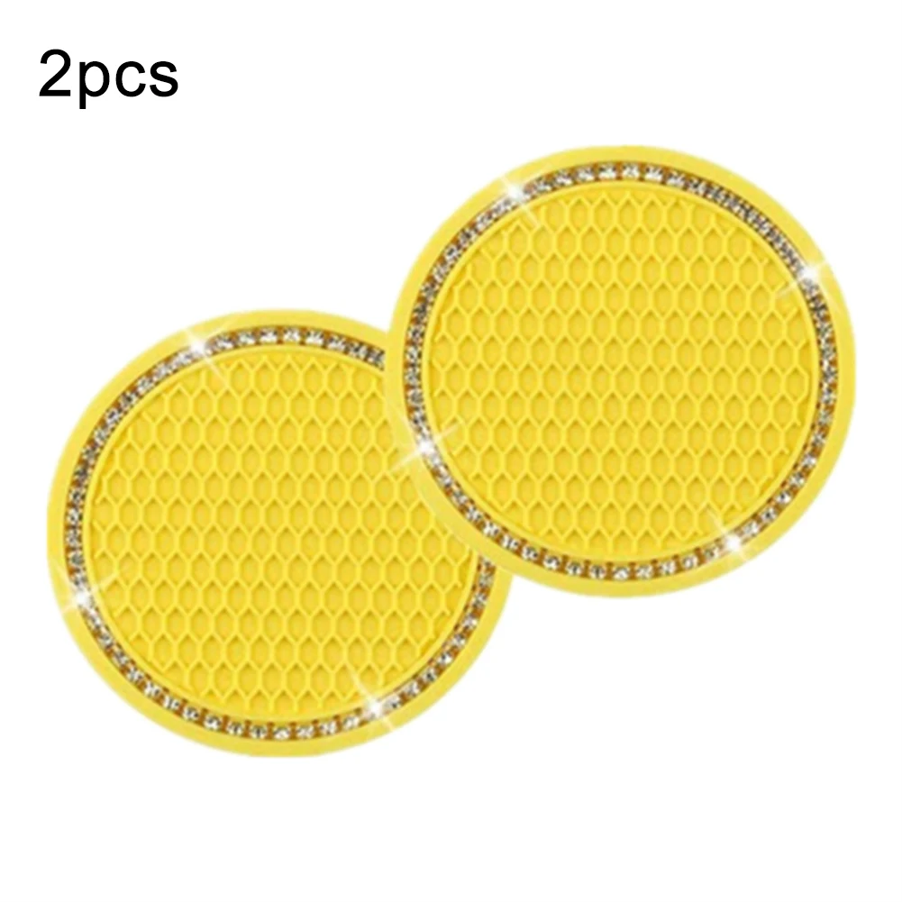 

2pcs Styling Bling Car Cup Mat Anti Slip Gel Cup Holder Coaster Pad Insert Water Bottle Mount Pad Interior Car Accessories