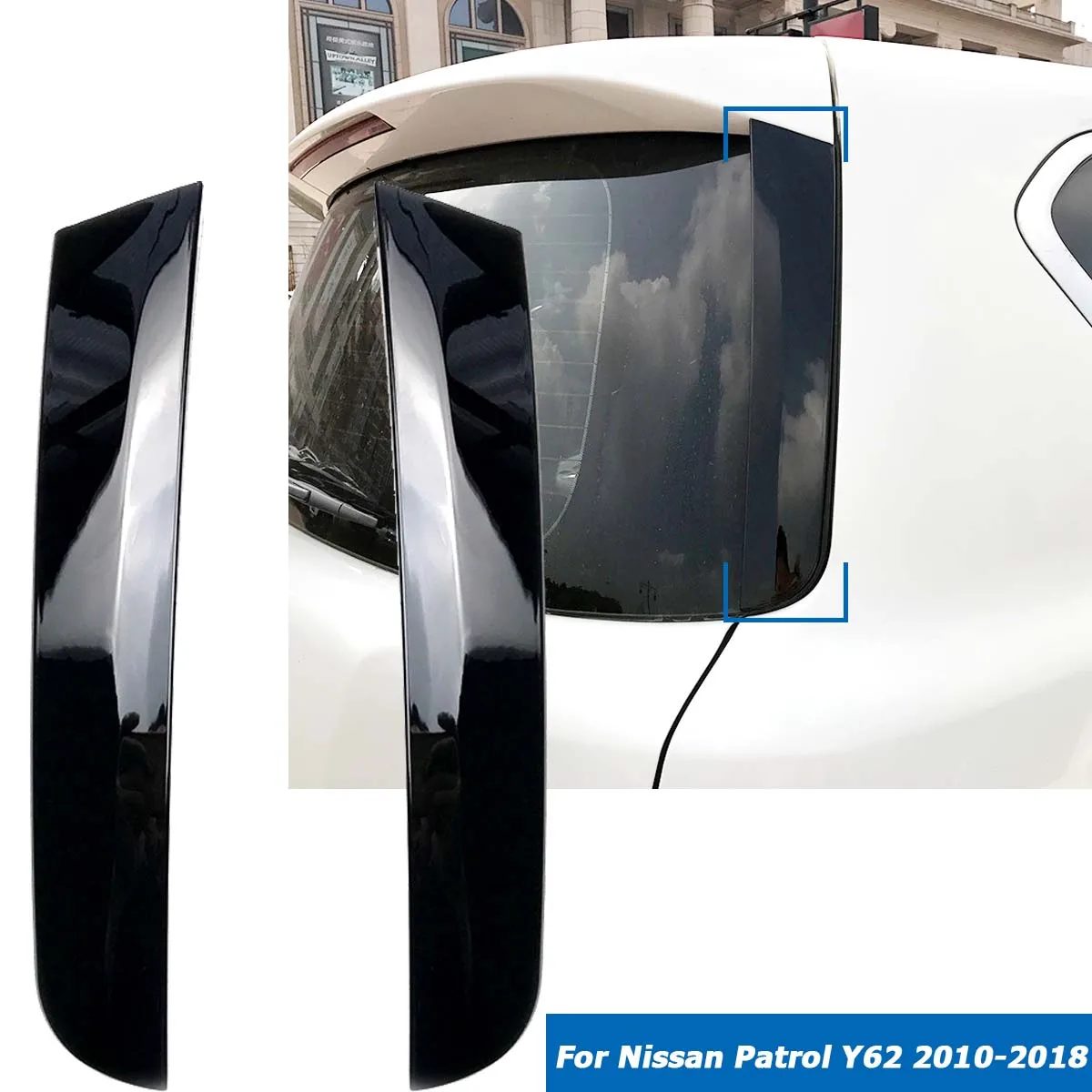 

for Nissan Patrol Y62 2010-2018 Rear Window Deflector Wing Splitter Side Spoiler Sticker Cover Trim Protector Car Accessories
