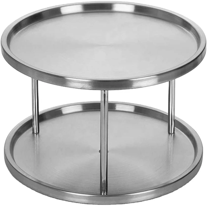 

Stainless Steel Lazy Susan Turntable Revolving Swivel Kitchen Worktop Shelf Organizer Tabletop Stand Spice Rack