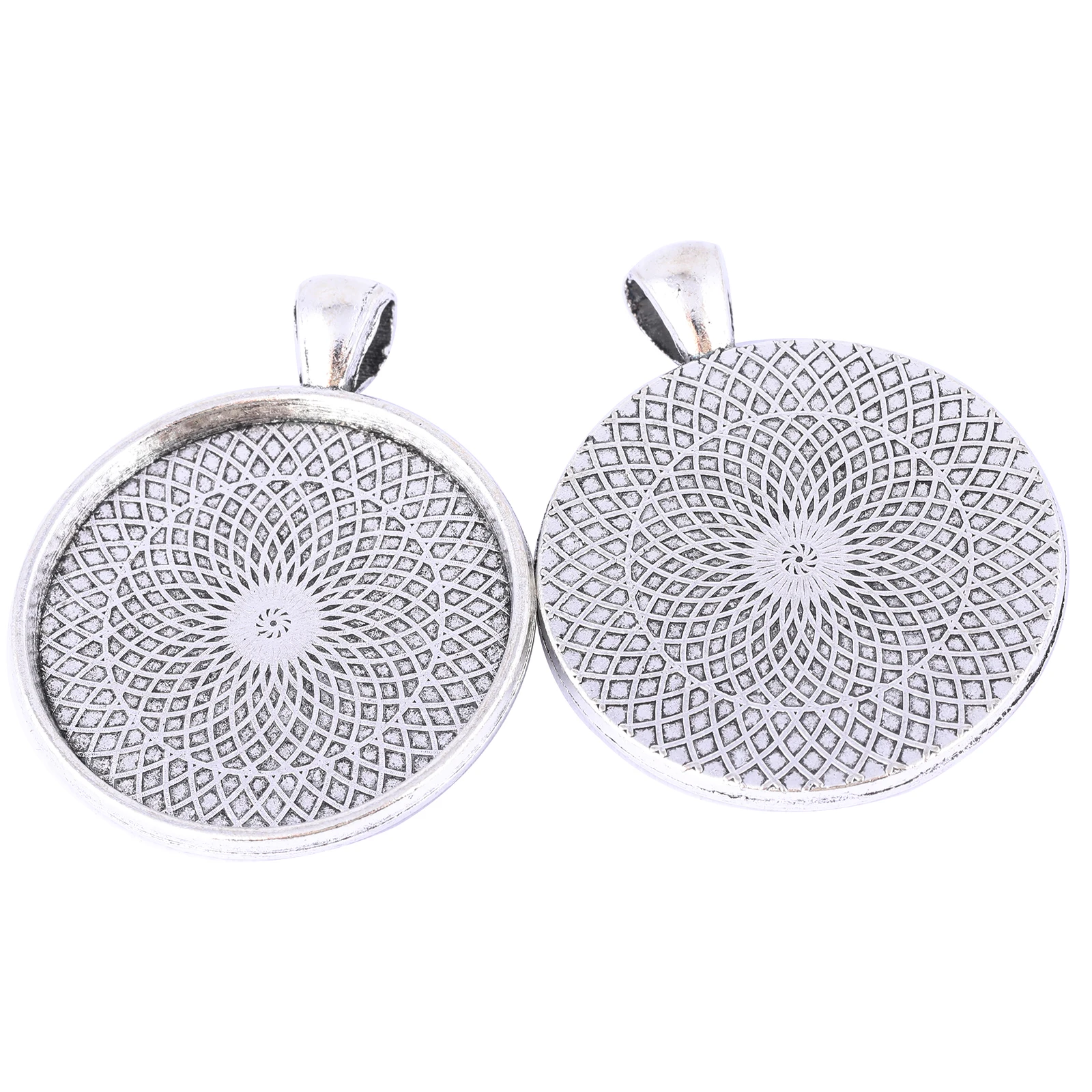 

5pcs 30mm Round Cabochon Base Settings Antique Silver Bezel Pendant Trays Diy Necklace Blanks For Jewelry Making Supplies
