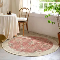 Retro Fluffy Round Rug 100cm Antique Persian Rug For Living Room Modern Design American Ethnic Style Coffee Table Non-Slip Mat