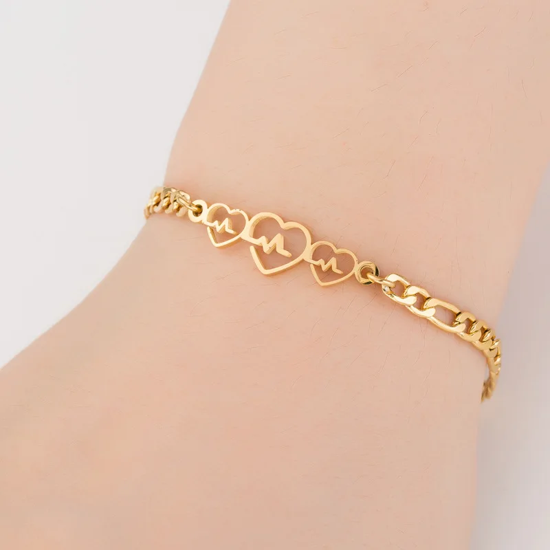 

Fashion ECG charm bracelet jewelry Female heartbeat chain electrogram jewelry party gifts