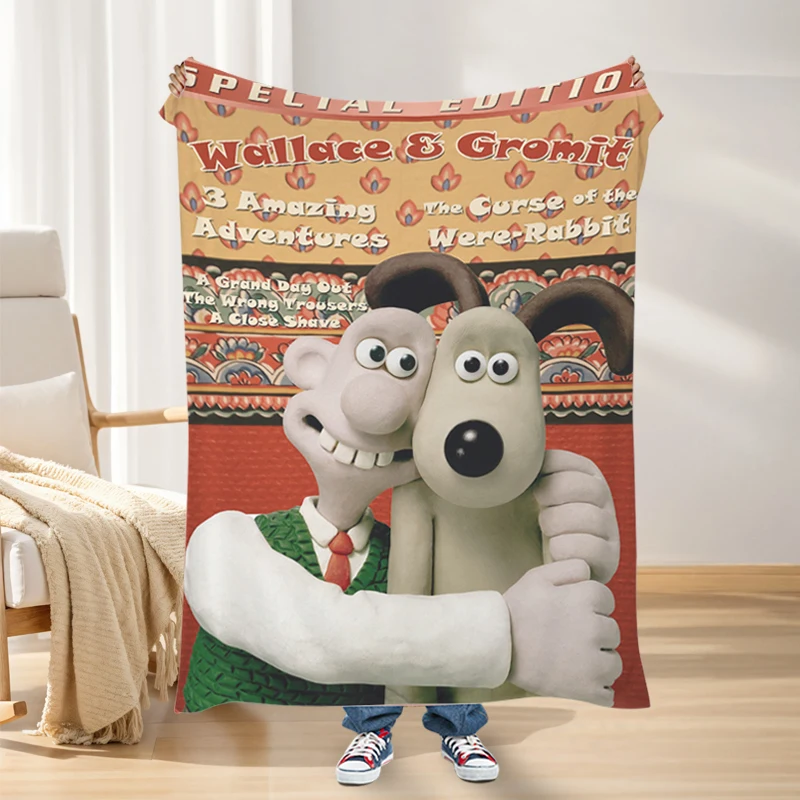 Фланелевые теплые зимние одеяла G-Wallaces G-Gromits флисовые пушистые мягкие для