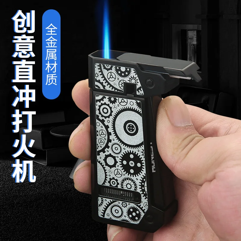 Фото Новая высококачественная ветрозащитная зажигалка Qingmai Baicheng от прямого до синего пламени, прижигание сигар, мужские подарки, оптовая продажа №4