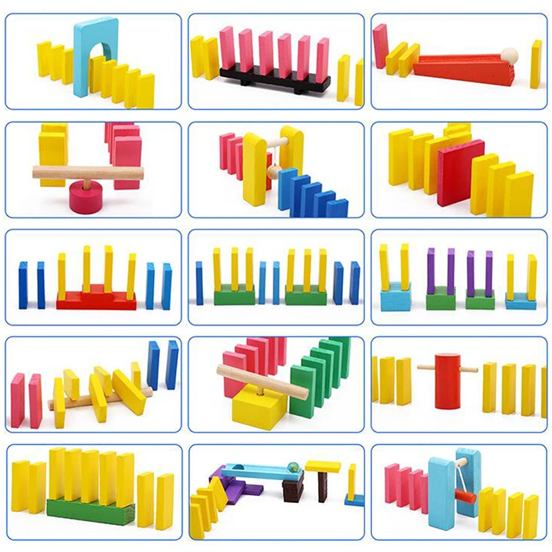 

2022 1Set Color Sort Wooden Domino Accessories Blocks Jigsaw Adult Dominoes Games Toys for Children Building & Construction Toys