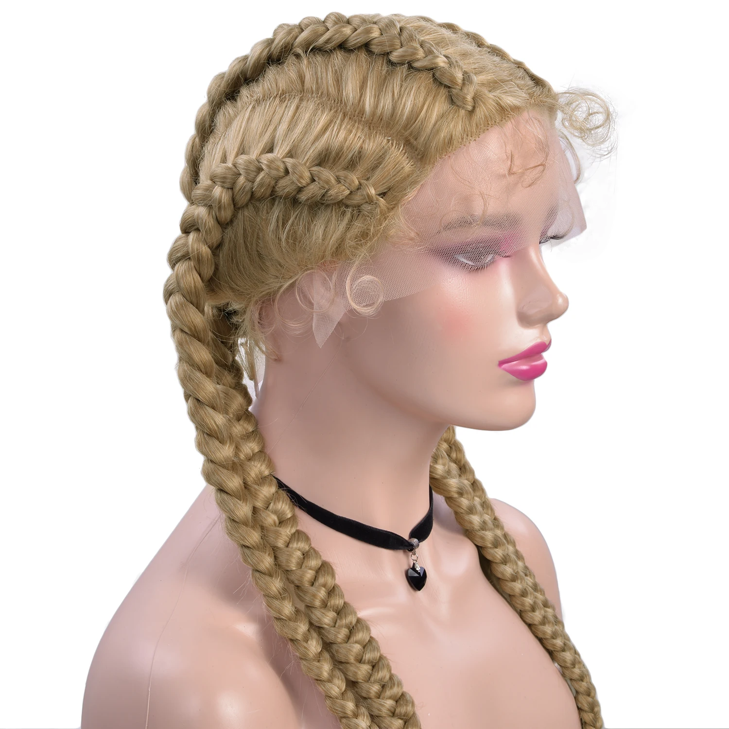 Chorliss Synthetic 36 Inch Cornrow Braids Wigs With Baby Hair Double Dutch Braid Lace Front Wig For Women Wholesale Afro Wig