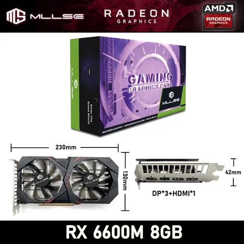 Видеокарта MLLSE AMD Radeon RX 6600M 8 ГБ, графическая карта для видеоигр GDDR6 6600 бит 7 нм, видеокарта с поддержкой настольного процессора rx m 8g
