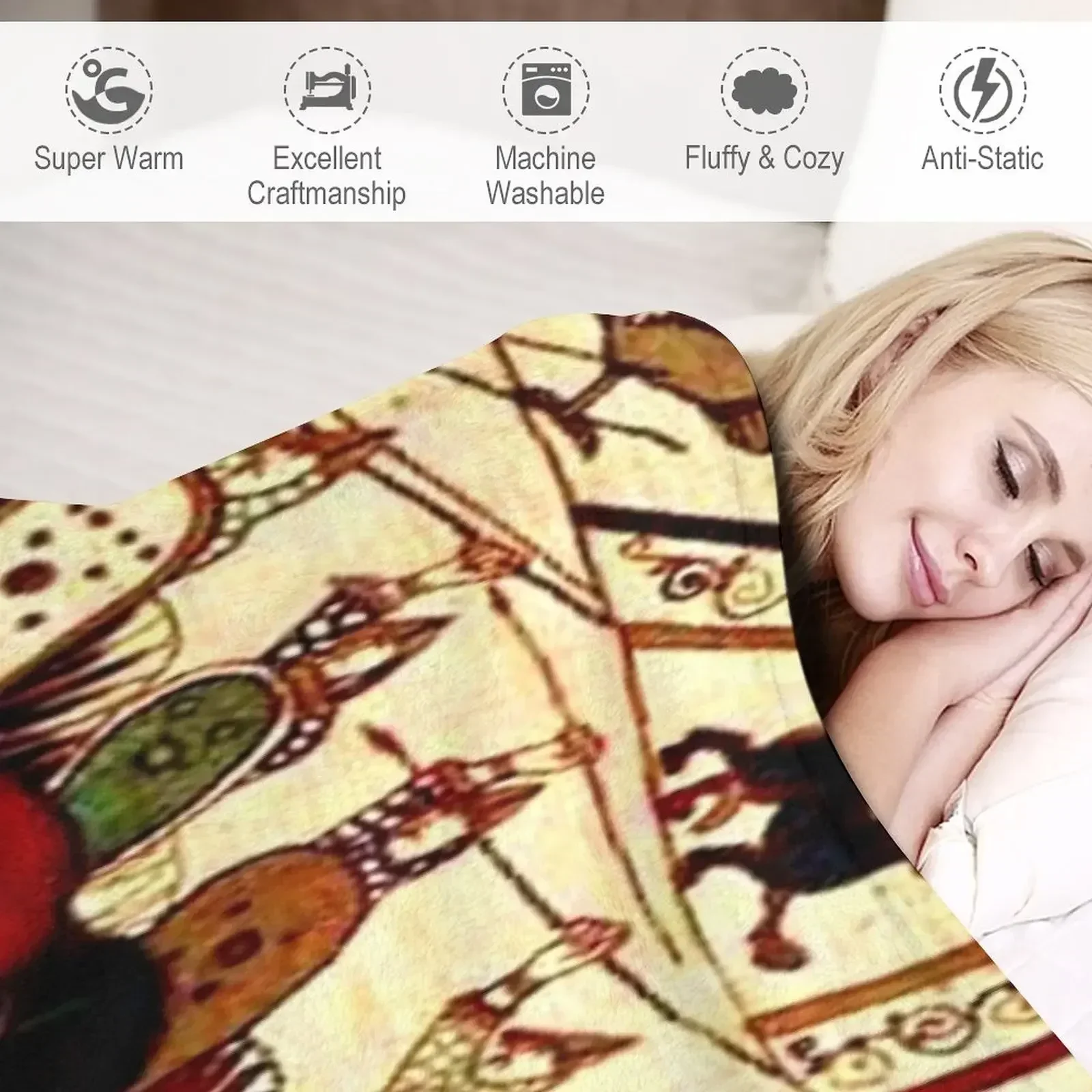 Новое одеяло Battle of Hasting Bayeux Scene гигантское для пикника диванные одеяла