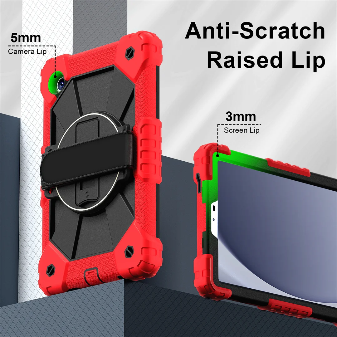 Фото Противоударный чехол для Samsung Tab A11 8,7 дюйма 2025 New Release 360 °   Многоцветный чехол для планшета с вращающейся подставкой и ремешком на руку, экологически чистый №1