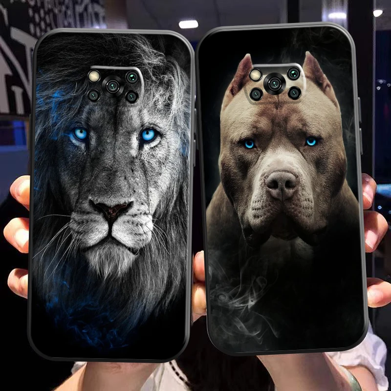 

Lion Tiger Eagle Dog Cat Wolf Phone Case For Xiaomi Poco X3 Pro NFC POCO X3 GT Liquid Silicon Black Back Coque Silicone Cover