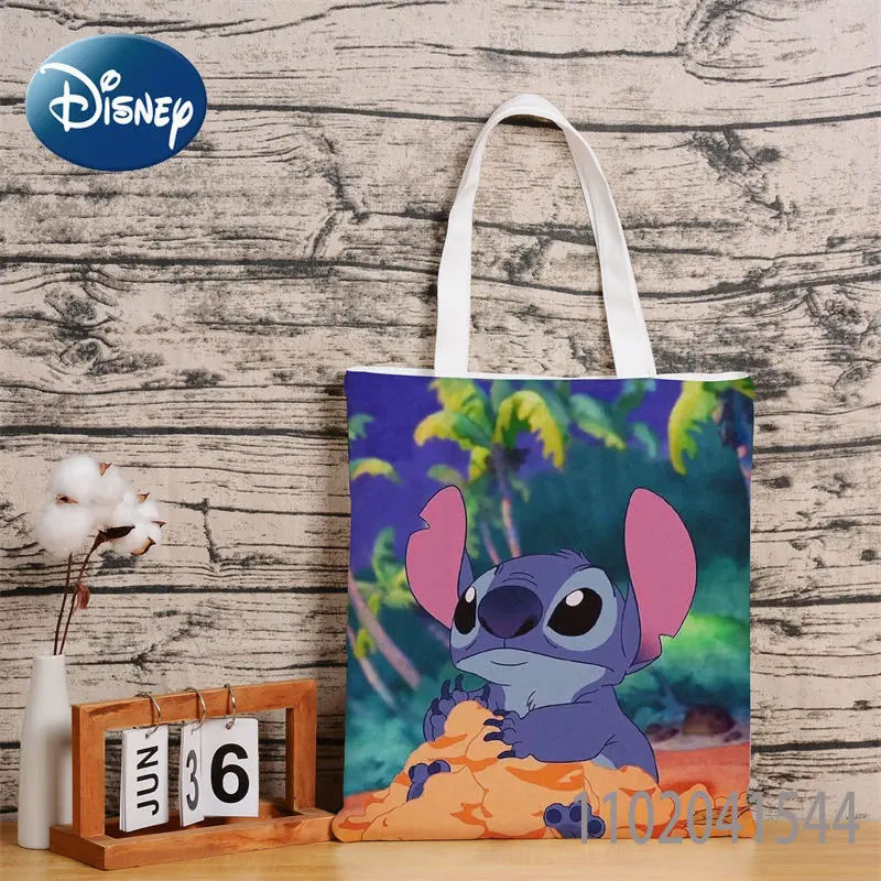 Disney Stitch Tote Canvas Handbag Student Large Capacity High Quality Durable Shopping Bag for Women Girls