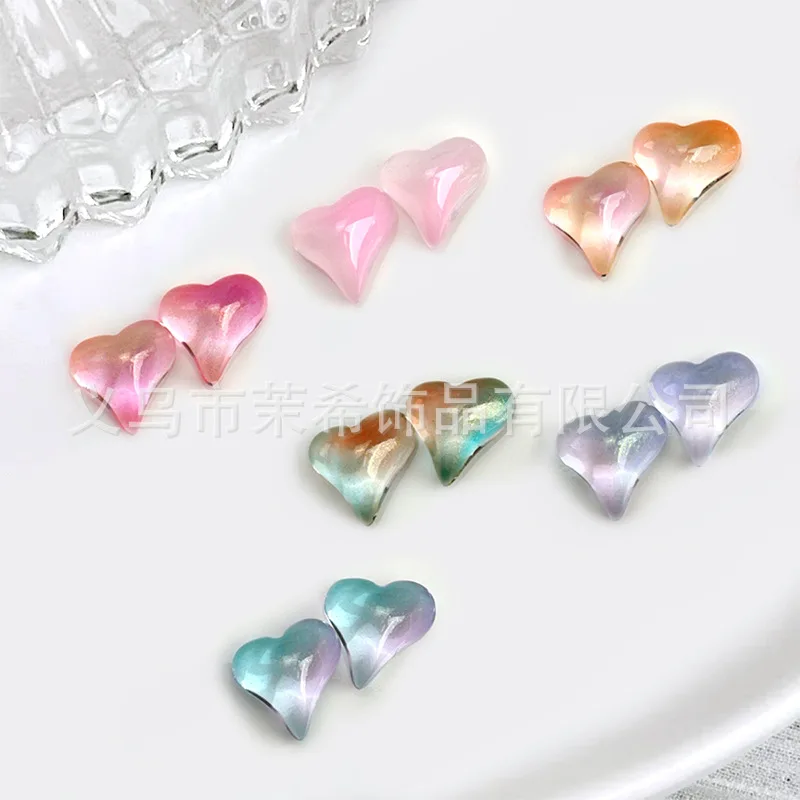 

20Pcs Japanese Aurora Heart Crystal Nail Mix Charms 3D Love Acrylic Jewelry Resin Parts Nail Rhinestones Kawaii Accessories DIY