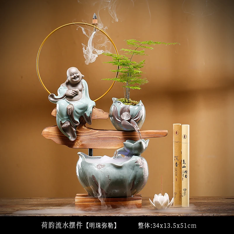 

Waterfall Backflow Reflux Incense Burner Electric Incense Holder Source Light Fountain Stand Porta Incienso Home Decoration