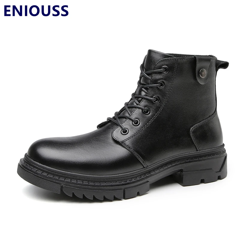 

Осенне-зимние мужские ботинки из натуральной кожи на меху, размеры 39-48