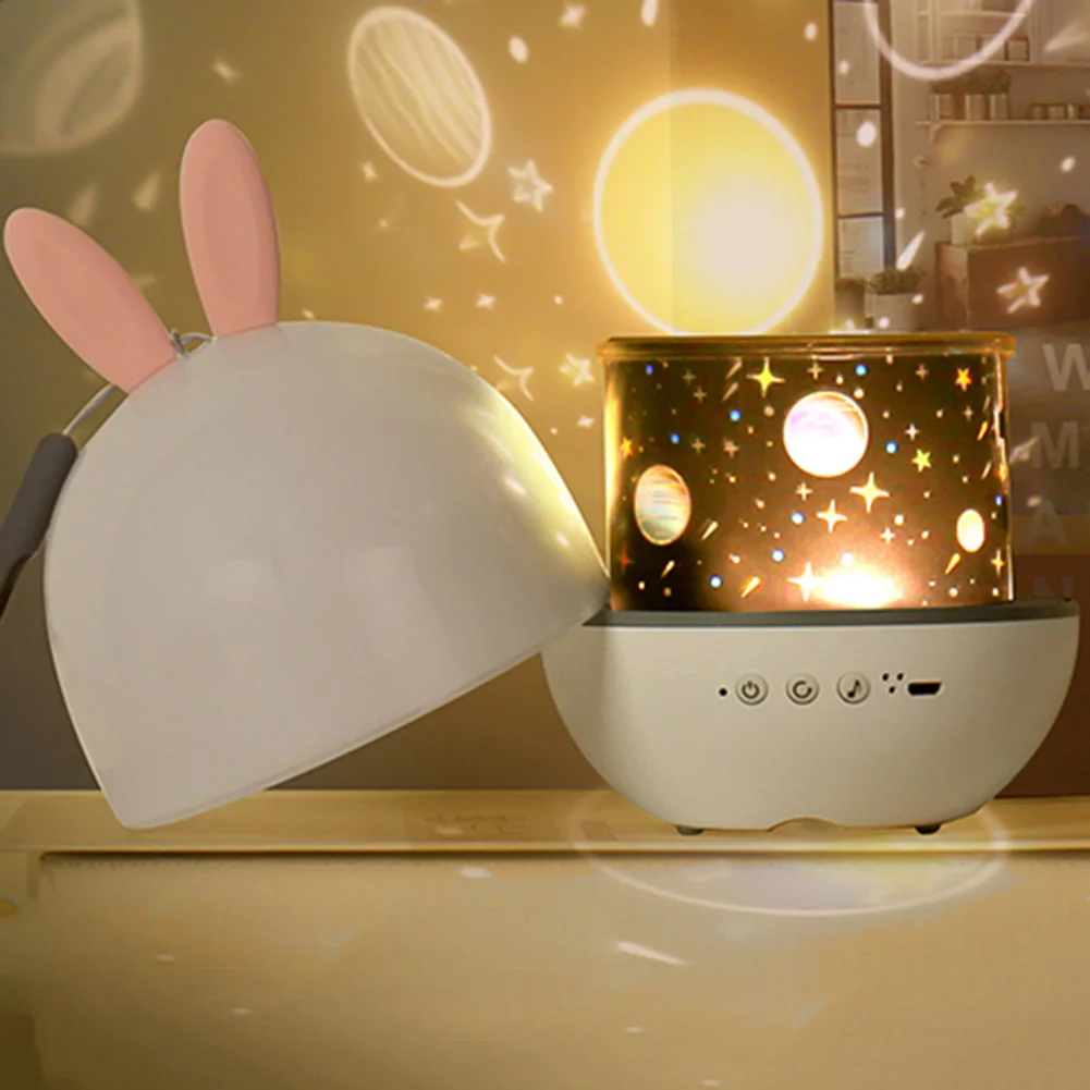 

LED Projector Night Light Romantic Music Projection Lamp Rabbit Ear Deer Ear Home Party Decor bedside lamp Atmosphere light 012