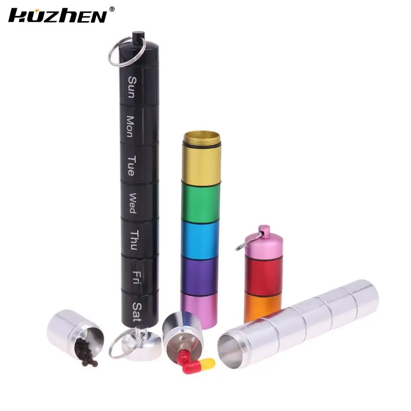

1Pcs Metal Weekly Pill Box Split 7 Days Modern Keychain For Bag Strong Tightness Waterproof Medicine Organizer
