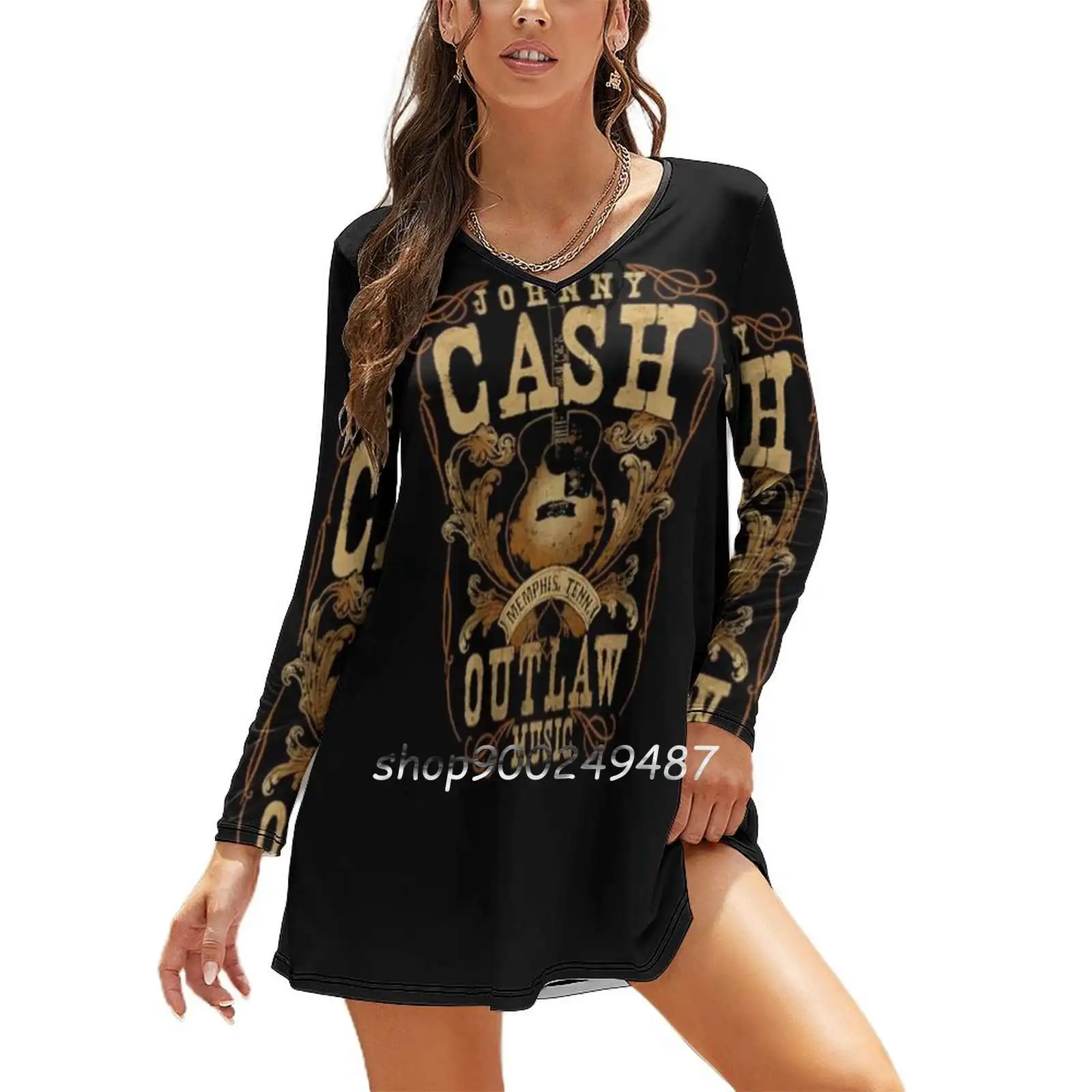 Johnny Cash Outlaw Usic футболка с квадратным вырезом новое элегантное женское облегающее