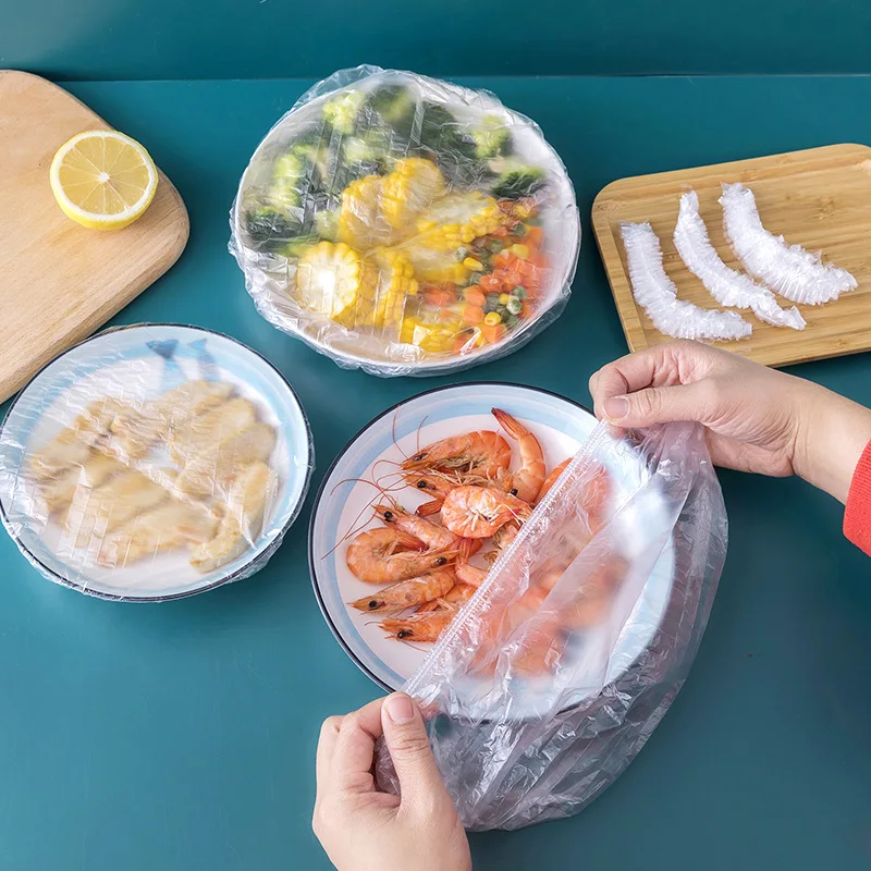 

Disposable Food Cover Elastic Plastic Wrap Food Grade Food Lids Shoe Cover Shower Headgear Bowls Caps Food Fresh Saver Bag Dust
