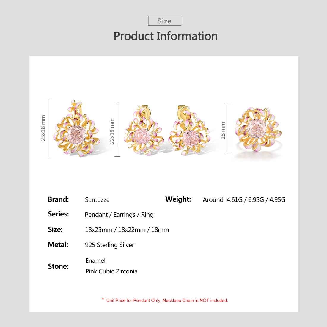 SANTUZZA комплект ювелирных изделий для женщин стерлинговое серебро 925 пробы розовый