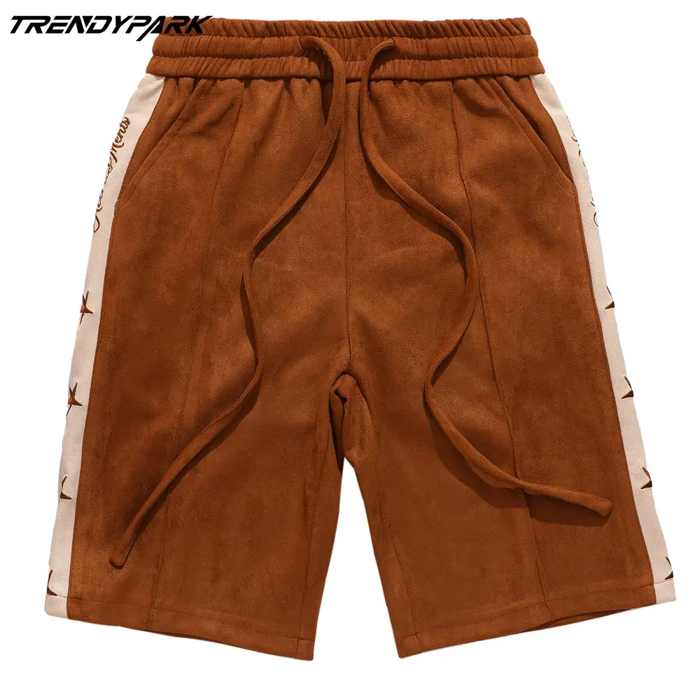 

Men's Shorts Soft Suede Fabric Elastic Waist Pockets Solid Women's Shorts 2022 Streetwear High Waist Hip Hop Casual Shorts Men