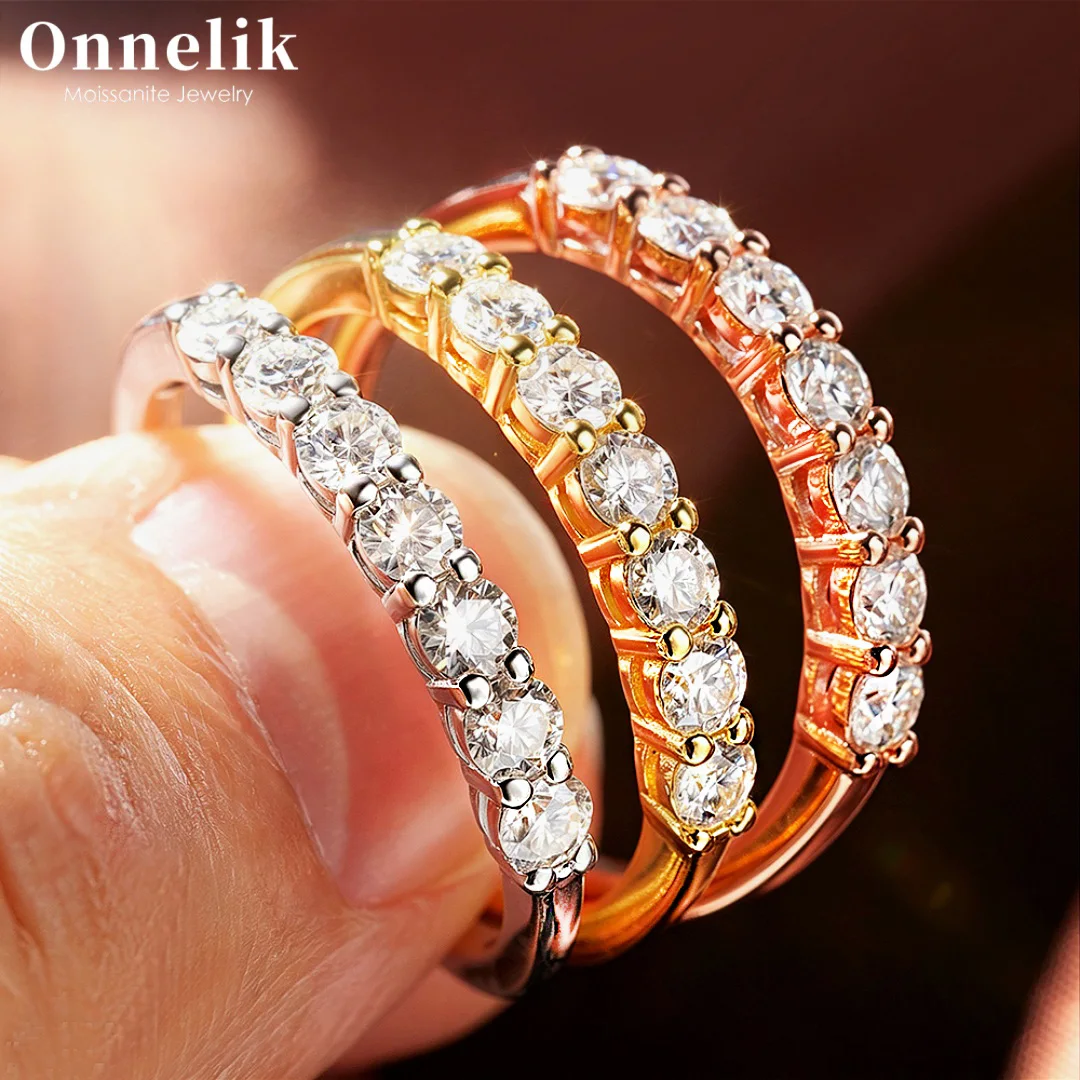 Фото Кольца Onnelik с муассанитом 0,7 карата, цвет D, VVS1, 3 мм, для женщин, обручальные, свадебные, ювелирные изделия из стерлингового серебра S925 №1