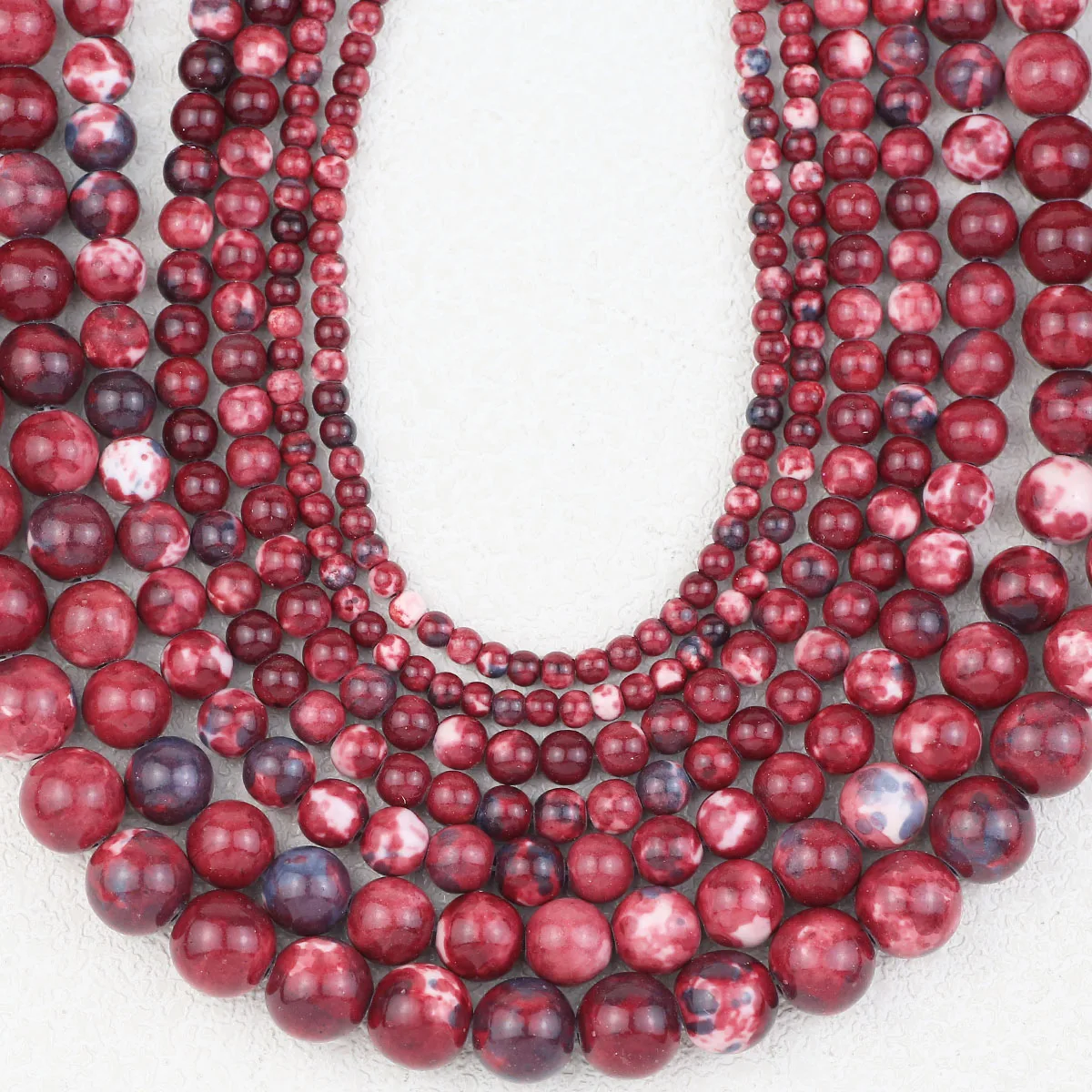 4/6/8/10/12 мм темно-красный белый синтетический Raindrop камень круглый свободный бисер