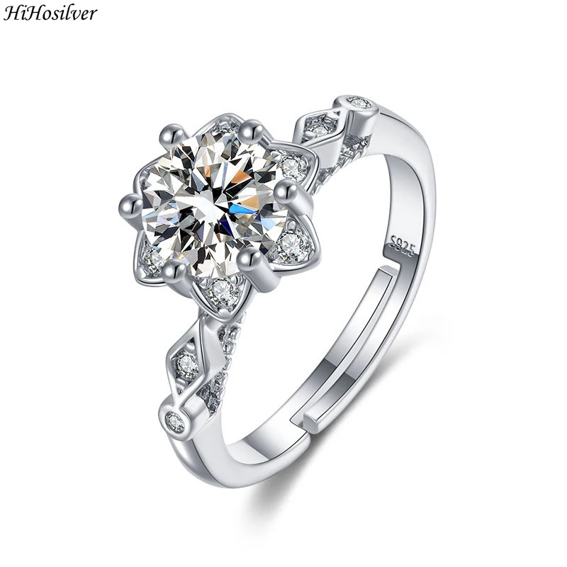 

HiHosilver 925 Silver Needle Ladies Trendy High-quality Jewelry Crystal Zircon Flower Ring HS0214