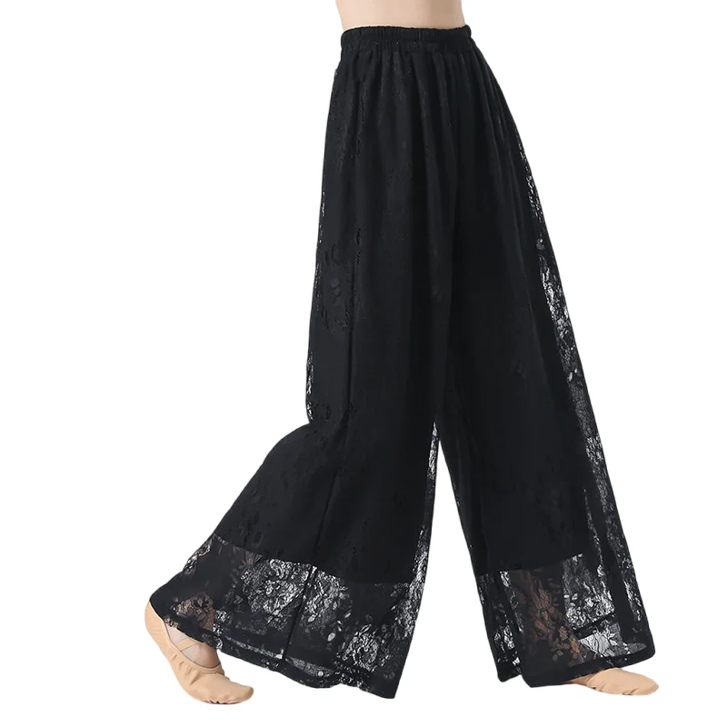 Одежда для классических танцев широкие кружевные брюки с цветочным рисунком 2