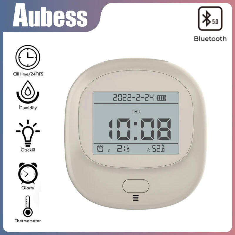 

Tuya Smart Bluetooth-compatible Temperature Humidity Sensor With Clock LED Screen Smart Home Alarm Sensor Automation Modules