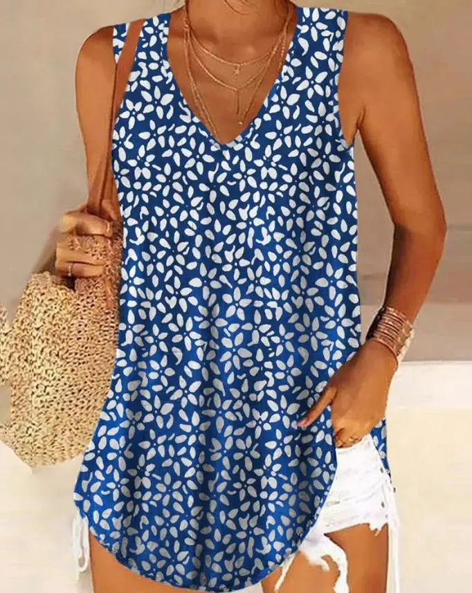 

2023 New Women's Floral Print V-Neck Casual Vest