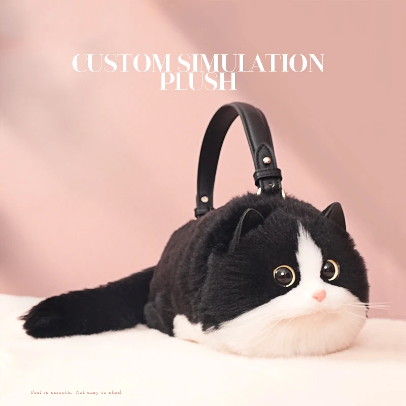 

Simple Design Women Soft Plush Cat Shoulder Bags Winter Furry Ladies Clutch Purse Handbag Fashion Female Underarm Bag