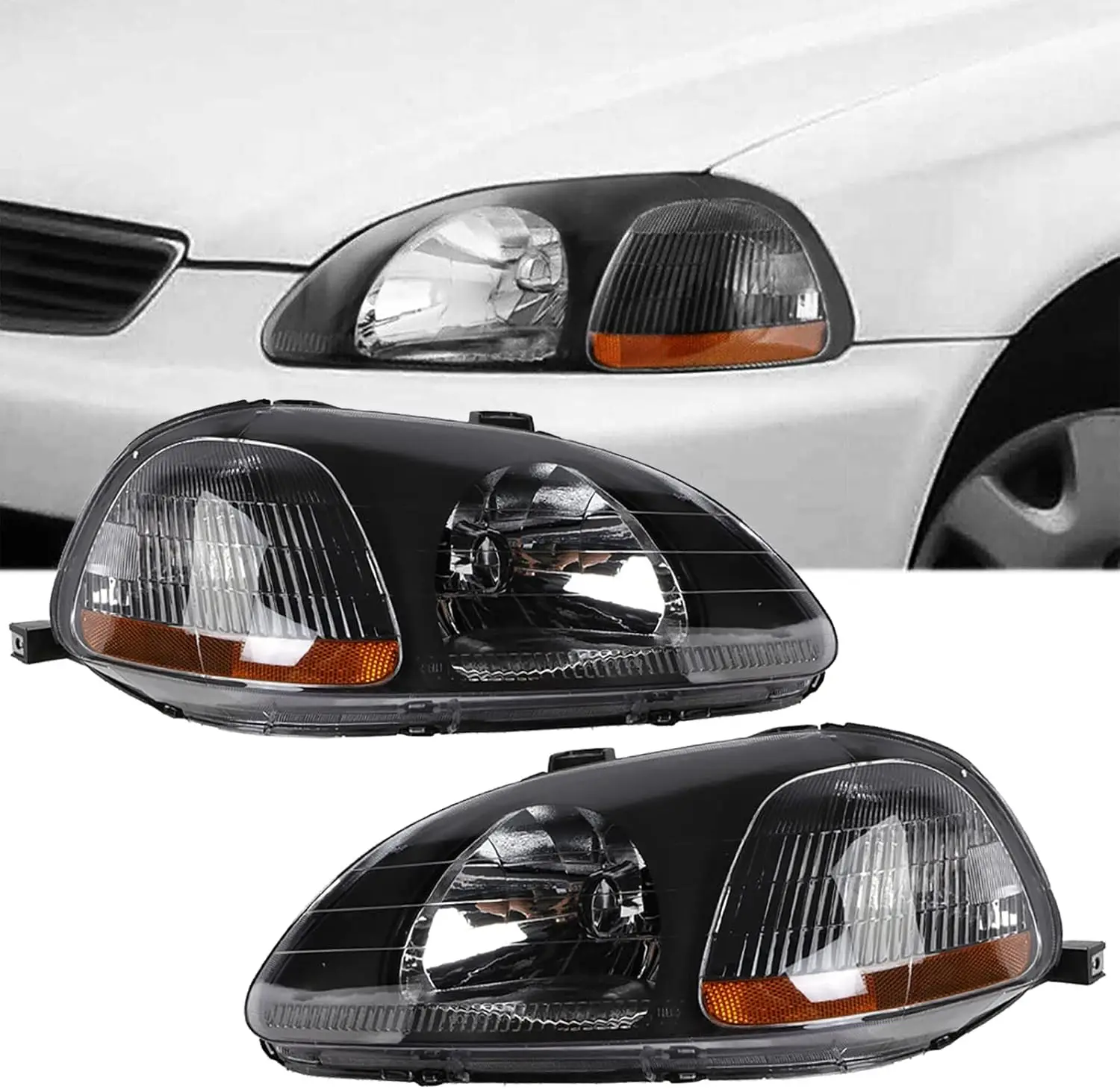 

Для Honda Civic 1996 1997 1998 годов в сборе, совместимая с фарой Civic EK 96 97 98 с черной левой и правой парой