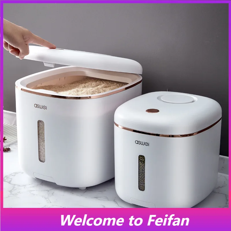 

Feifan Kitchen Sealed Rice Bucket 20kg Flour Storage Box Household 10kg Storage Tank Moisture-proof Insect-proof Rice Tank