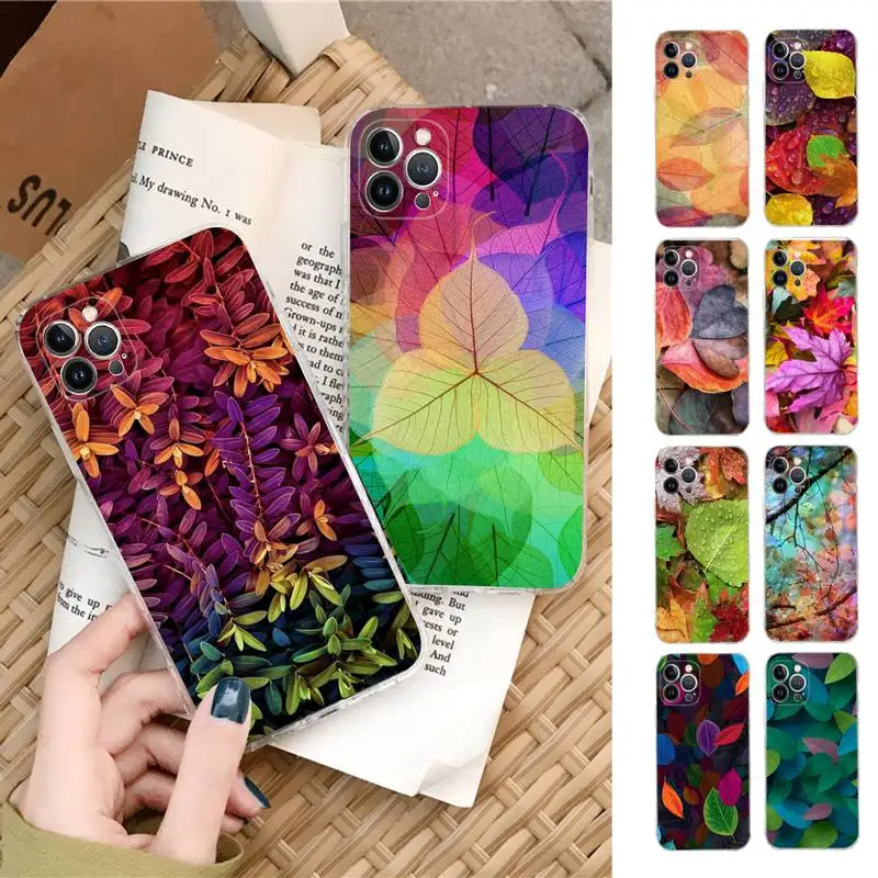 

Colorful Leaves Phone Case Silicone Soft for iphone 14 13 12 11 Pro Mini XS MAX 8 7 6 Plus X XS XR Cover